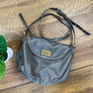 MARC JACOBS Natasha Classic Q Gray Crossbody Leather Gold Hobo Slouchy